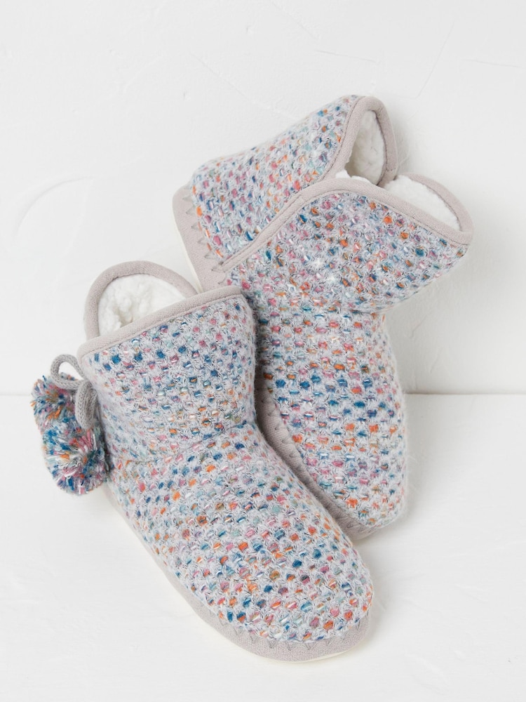 FatFace Grey Sara Knit Slipper Boots - Image 2 of 3 FatFace Grey Sara Knit Slipper Boots - Image 2 of 3