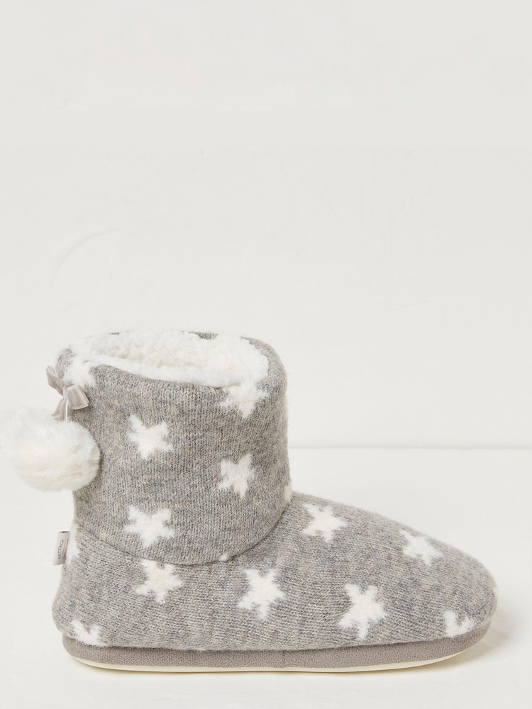 FatFace Grey Nova Star Slipper Boots - Image 1 of 4