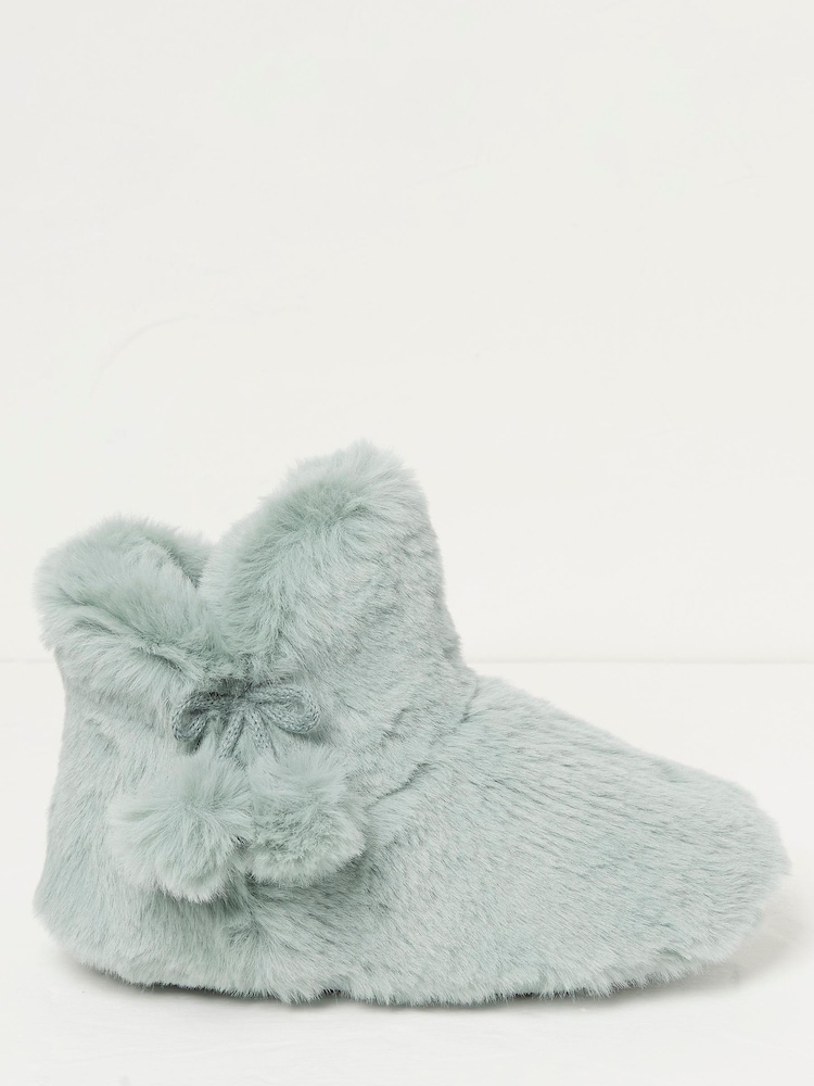FatFace Green Farah Faux Fur Slipper Boots - Image 1 of 4