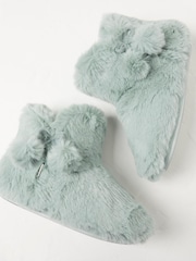 FatFace Green Farah Faux Fur Slipper Boots - Image 3 of 4