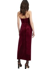 Bardot Red Everlasting Velour Midi Dress with Thigh High Split - Image 2 of 5