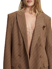 Bardot Brown Boxy Fit Pin Stripe Classic Blazer - Image 7 of 7