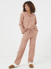FatFace Beige Stripe Pyjama Set - Image 1 of 7