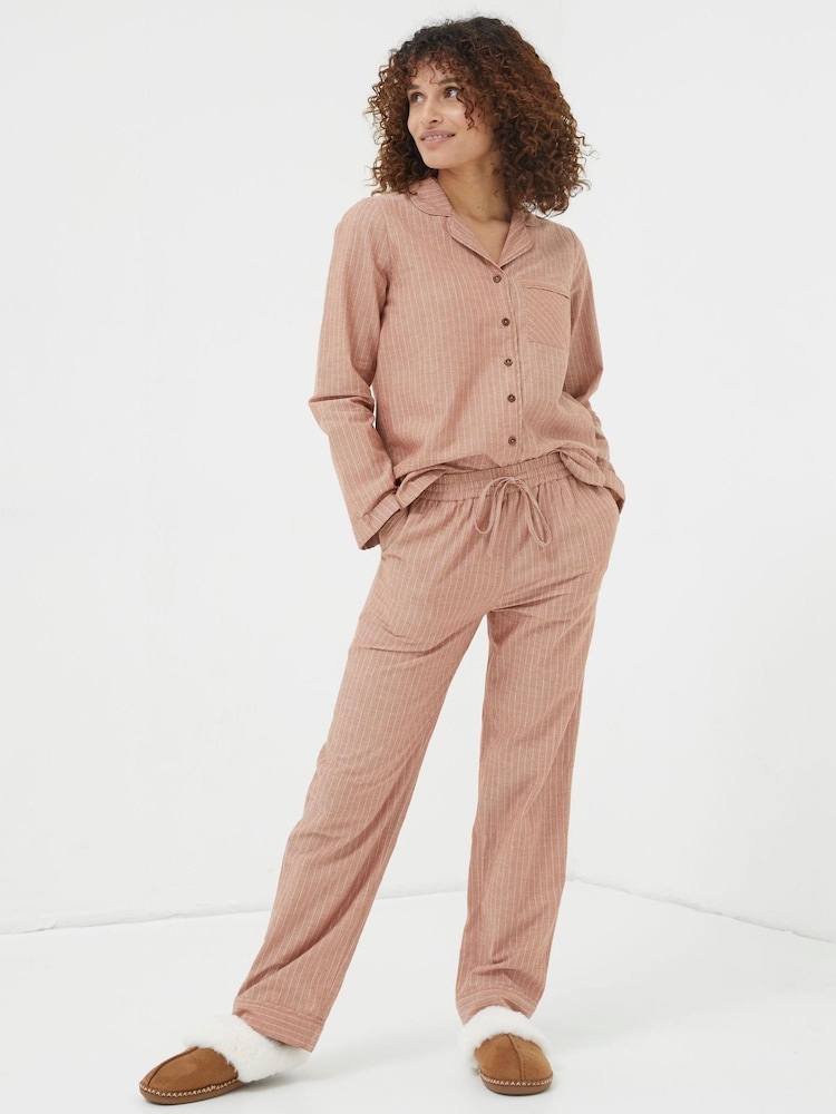 FatFace Beige Stripe Pyjama Set - Image 1 of 7