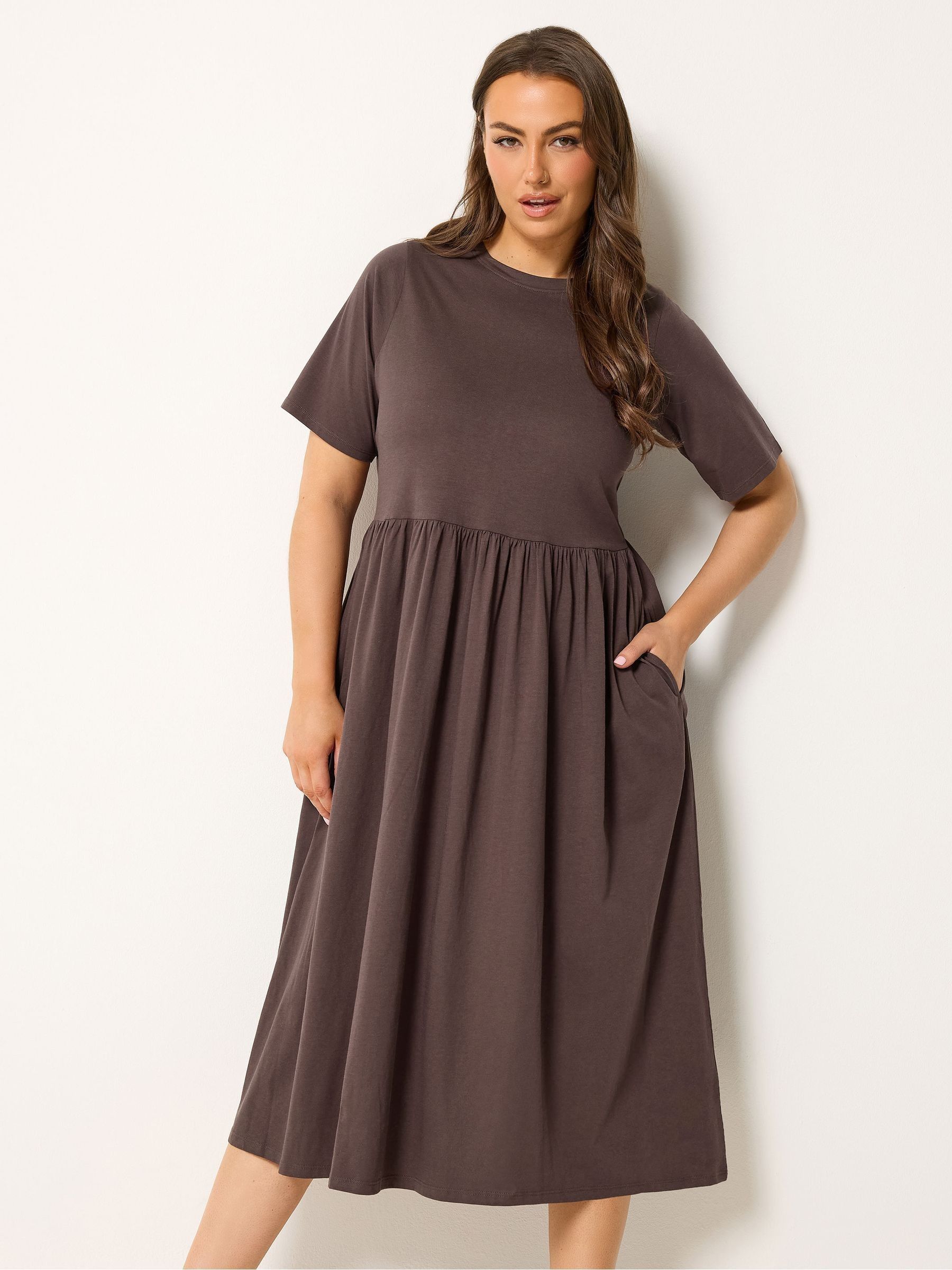 Yours Curve Women's Brown Throw On Smock Dress