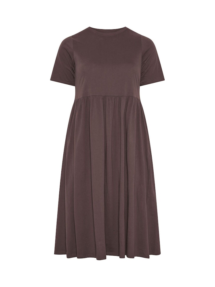Yours Curve Brown Throw On Smock Dress - Image 5 of 5