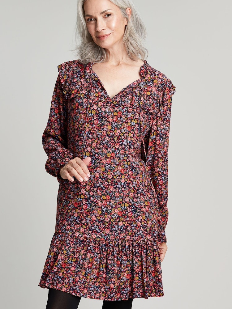 Joules Blue Ruby Keyhole Frill Tiered Tunic - Image 1 of 1 Joules Blue Ruby Keyhole Frill Tiered Tunic - Image 1 of 1