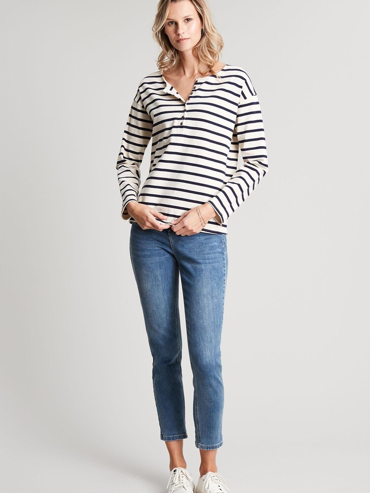 Joules Olive Long Sleeve Henley White Top - Image 1 of 1