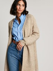 Joules Florence Brown Longline Cable Raglan Cardigan - Image 1 of 6