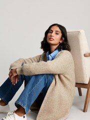 Joules Florence Brown Longline Cable Raglan Cardigan - Image 3 of 6