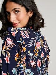 Joules Blue Ruby Keyhole Frill Tiered Tunic - Image 5 of 7