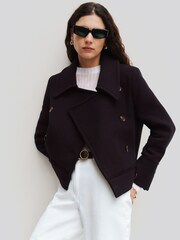 Jigsaw Blue Modern Twill Pea Coat - Image 1 of 9