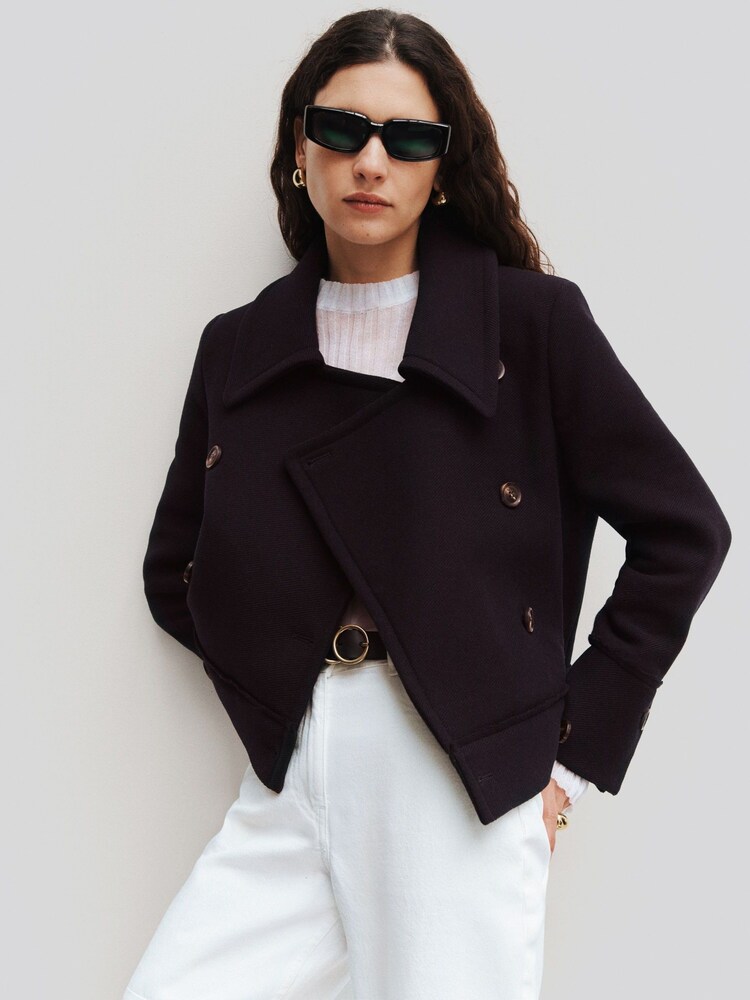 Jigsaw Blue Modern Twill Pea Coat - Image 1 of 9