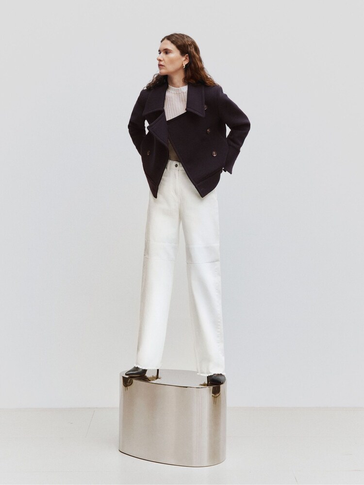 Jigsaw Blue Modern Twill Pea Coat - Image 2 of 9