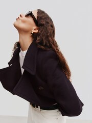 Jigsaw Blue Modern Twill Pea Coat - Image 3 of 9