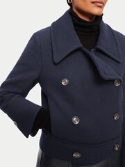 Jigsaw Blue Modern Twill Pea Coat - Image 8 of 9