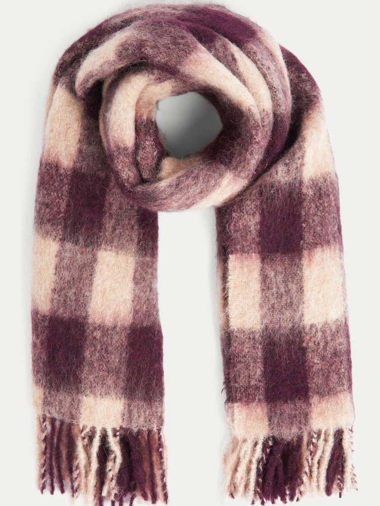 Jigsaw Pink Alpaca Blend Check Scarf - Image 1 of 3