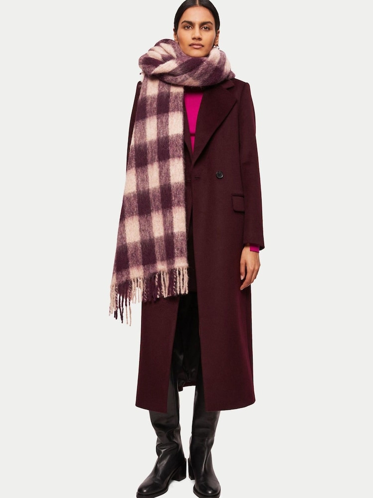 Jigsaw Pink Alpaca Blend Check Scarf - Image 2 of 3