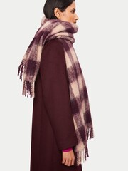 Jigsaw Pink Alpaca Blend Check Scarf - Image 3 of 3