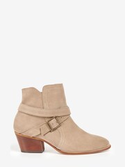 Barbour® Taupe Brown Nives Suede Stacked Heel Ankle Boots - Image 1 of 5