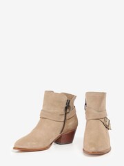 Barbour® Taupe Brown Nives Suede Stacked Heel Ankle Boots - Image 4 of 5