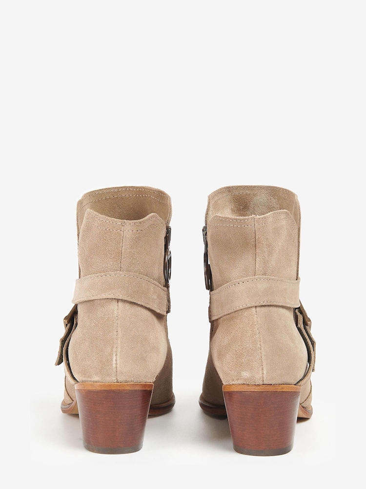 Barbour® Taupe Brown Nives Suede Stacked Heel Ankle Boots - Image 5 of 5 Barbour® Taupe Brown Nives Suede Stacked Heel Ankle Boots - Image 5 of 5