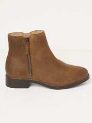 FatFace Dark Brown Zip Detail Ankle Boots - Image 1 of 5