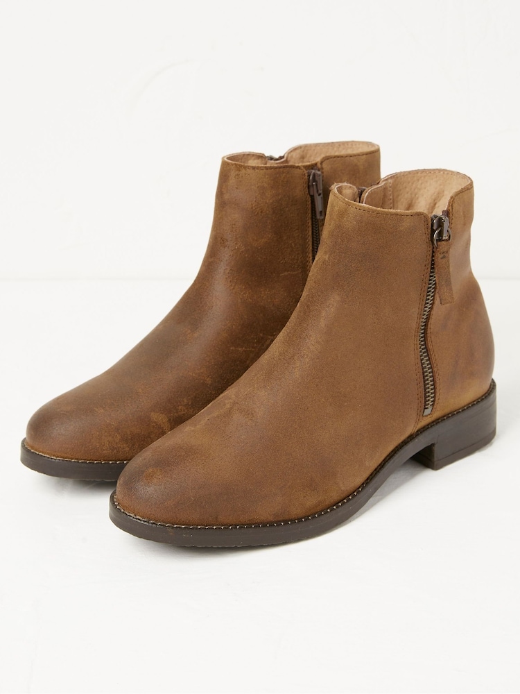 FatFace Dark Brown Zip Detail Ankle Boots - Image 2 of 5