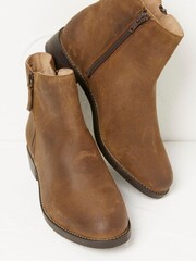 FatFace Dark Brown Zip Detail Ankle Boots - Image 3 of 5