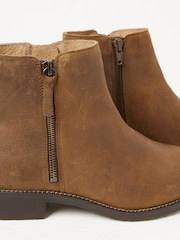 FatFace Dark Brown Zip Detail Ankle Boots - Image 4 of 5
