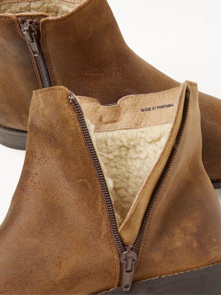 FatFace Dark Brown Zip Detail Ankle Boots - Image 5 of 5