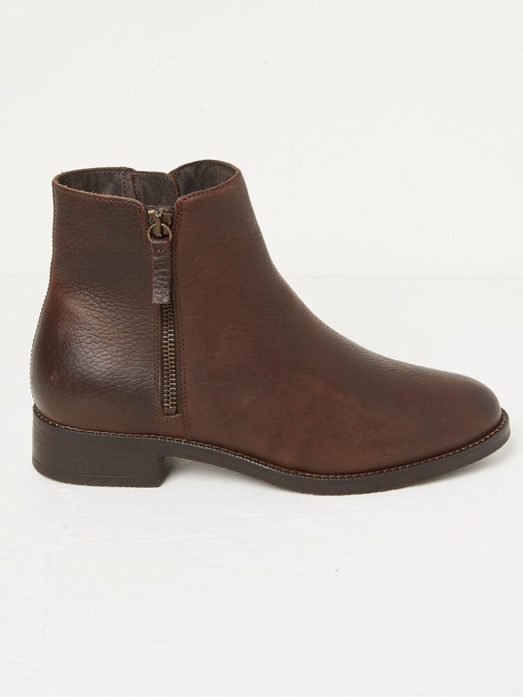 FatFace Brown Zip Detail Ankle Boots - Image 1 of 4
