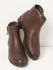 FatFace Brown Zip Detail Ankle Boots - Image 2 of 4