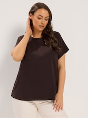 Yours Curve Blue Premium Interlock T-Shirt - Image 1 of 1