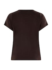 Yours Curve Dark  Brown Premium Interlock T-Shirt - Image 6 of 6