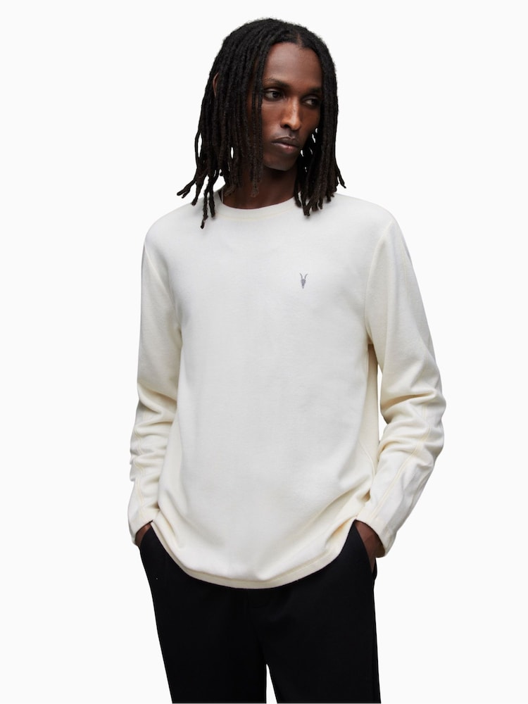 AllSaints White Rowe Crew Jumper - Image 1 of 5