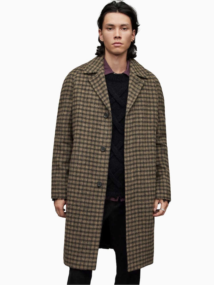 AllSaints Drumm Brown Coat - Image 1 of 8 AllSaints Drumm Brown Coat - Image 1 of 8