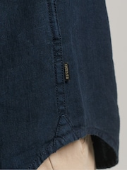 Superdry Mid Blue Studios Casual 100% Linen Short Sleeve Shirt - Image 4 of 13