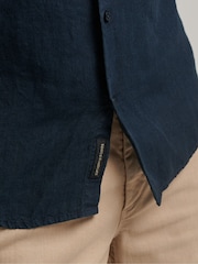 Superdry Mid Blue Studios Casual 100% Linen Short Sleeve Shirt - Image 5 of 13