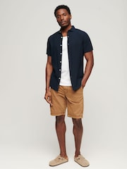 Superdry Mid Blue Studios Casual 100% Linen Short Sleeve Shirt - Image 8 of 13