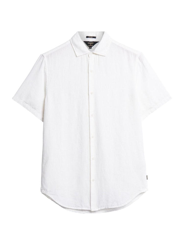 Superdry Optic Studios Casual 100% Linen Short Sleeve Shirt - Image 7 of 7