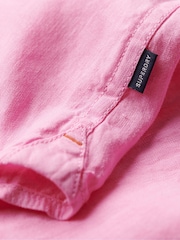 Superdry Fuchsia Pink Studios Casual 100% Linen Long Sleeved Shirt - Image 8 of 9