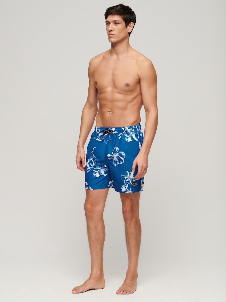 Superdry Blue Vintage Hawaiian Swim Shorts - Image 3 of 7