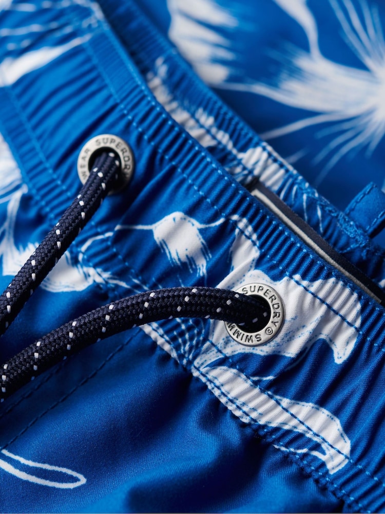 Superdry Blue Vintage Hawaiian Swim Shorts - Image 4 of 7