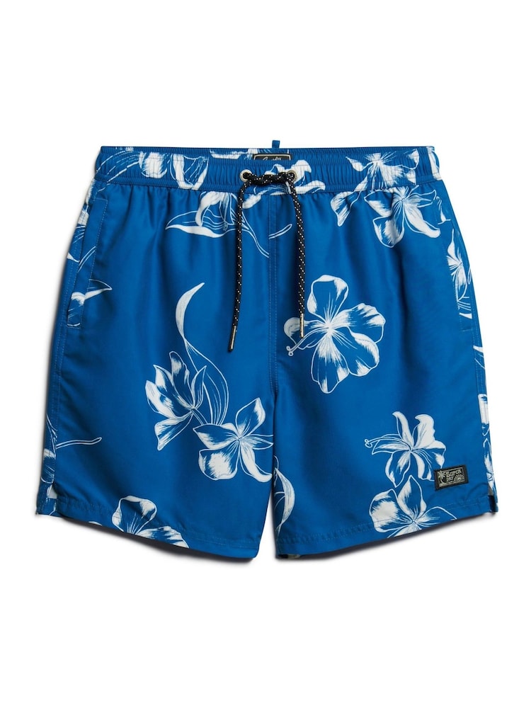Superdry Blue Vintage Hawaiian Swim Shorts - Image 6 of 7