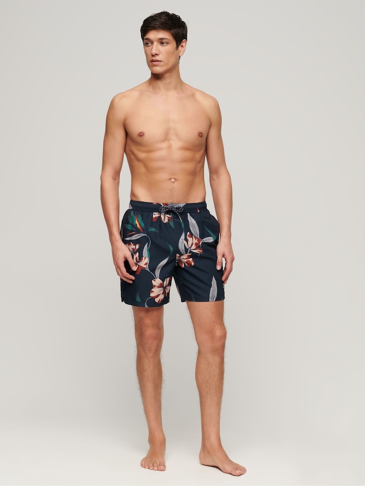 Superdry Navy Vintage Hawaiian Swim Shorts - Image 3 of 7
