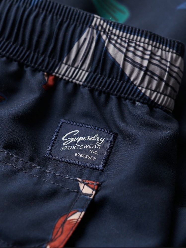 Superdry Navy Vintage Hawaiian Swim Shorts - Image 4 of 7