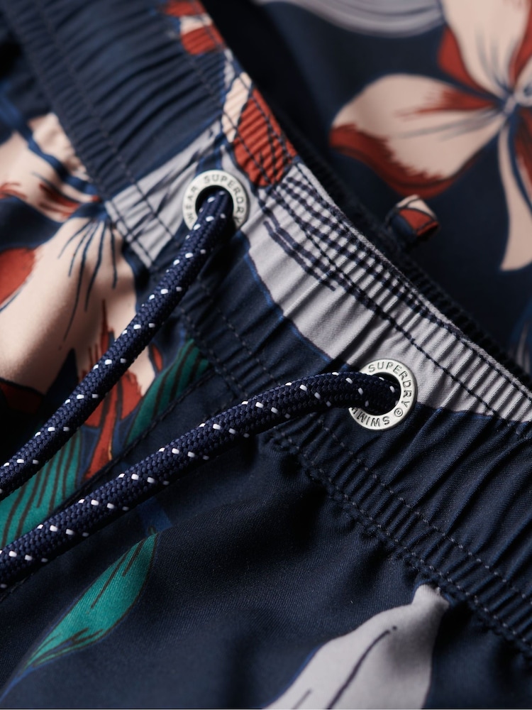 Superdry Navy Vintage Hawaiian Swim Shorts - Image 5 of 7
