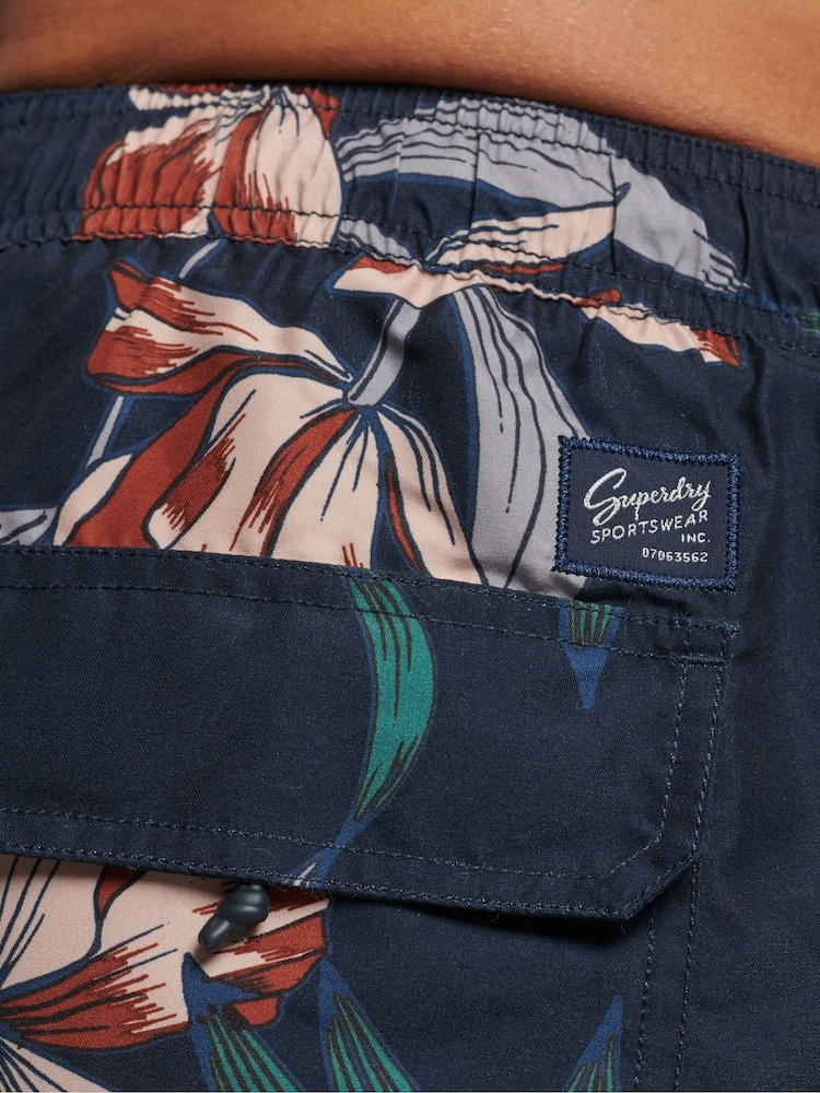 Superdry Navy Vintage Hawaiian Swim Shorts - Image 6 of 7