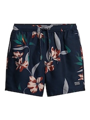 Темно-синий - Пляжные шорты с гавайским принтом Superdry Vintage - Изображение 7 из 7